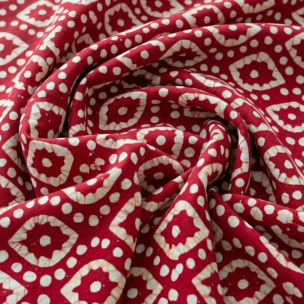 Swirled Batik Red Batik Cotton Fabric