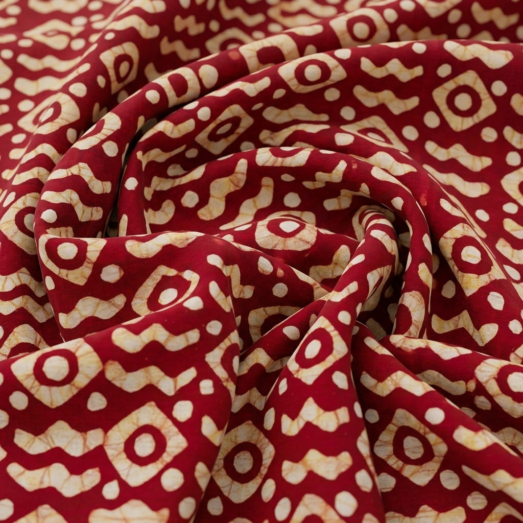 Swirled Batik Red Batik Cotton Fabric