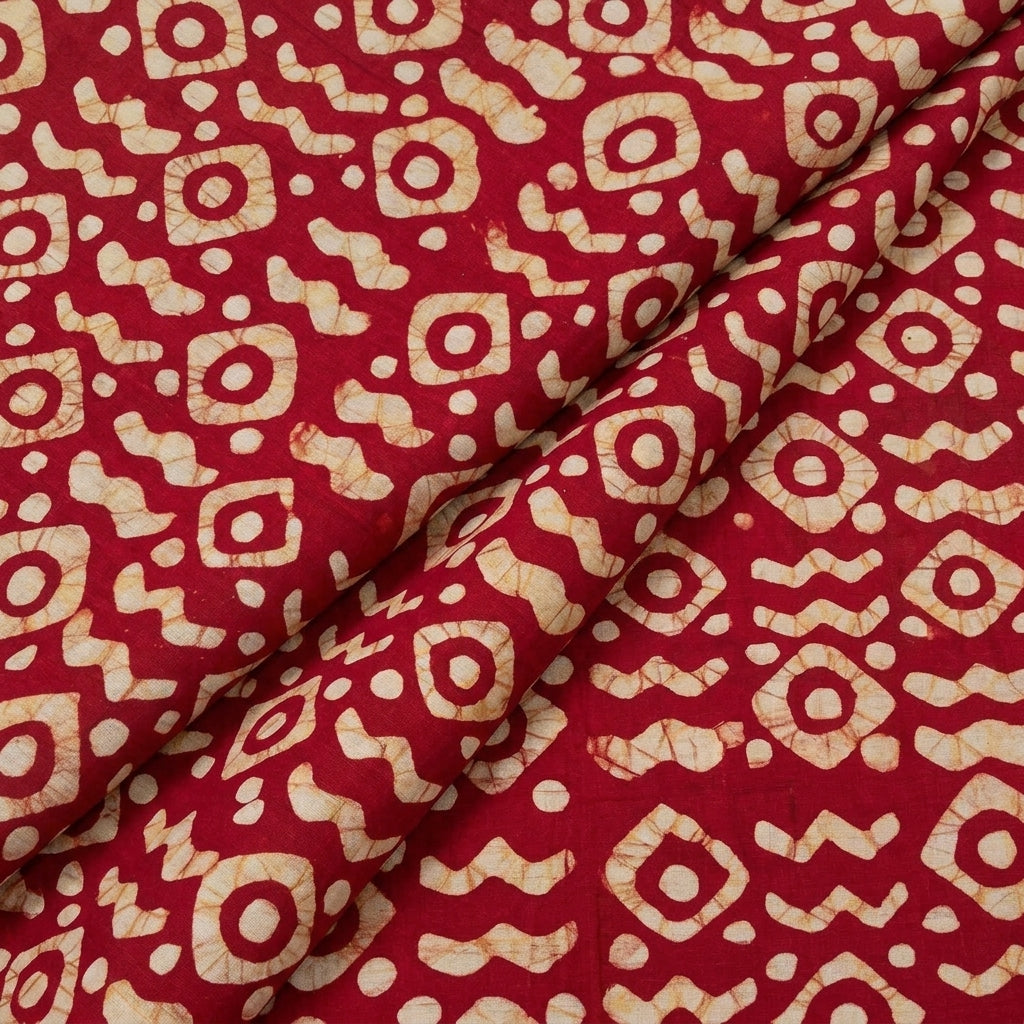 Folded Batik Red Batik Cotton Fabric