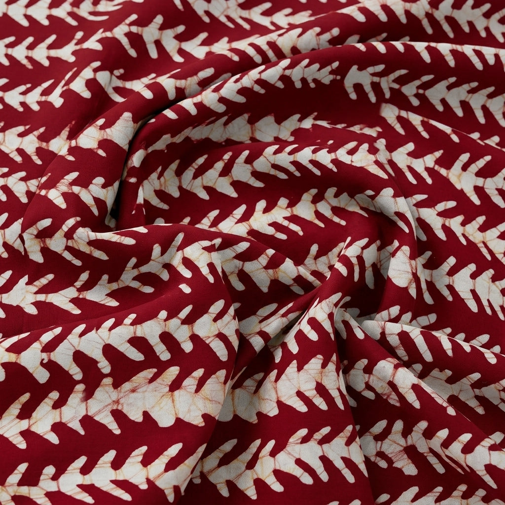 Swirled Batik Red Batik Cotton Fabric