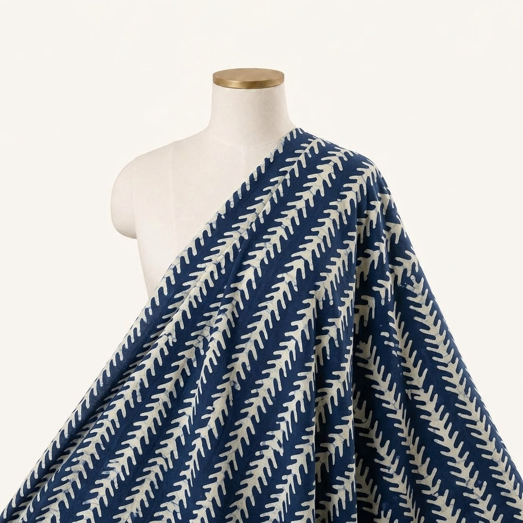 Batik Indigo Batik Cotton Fabric Draped as a saree