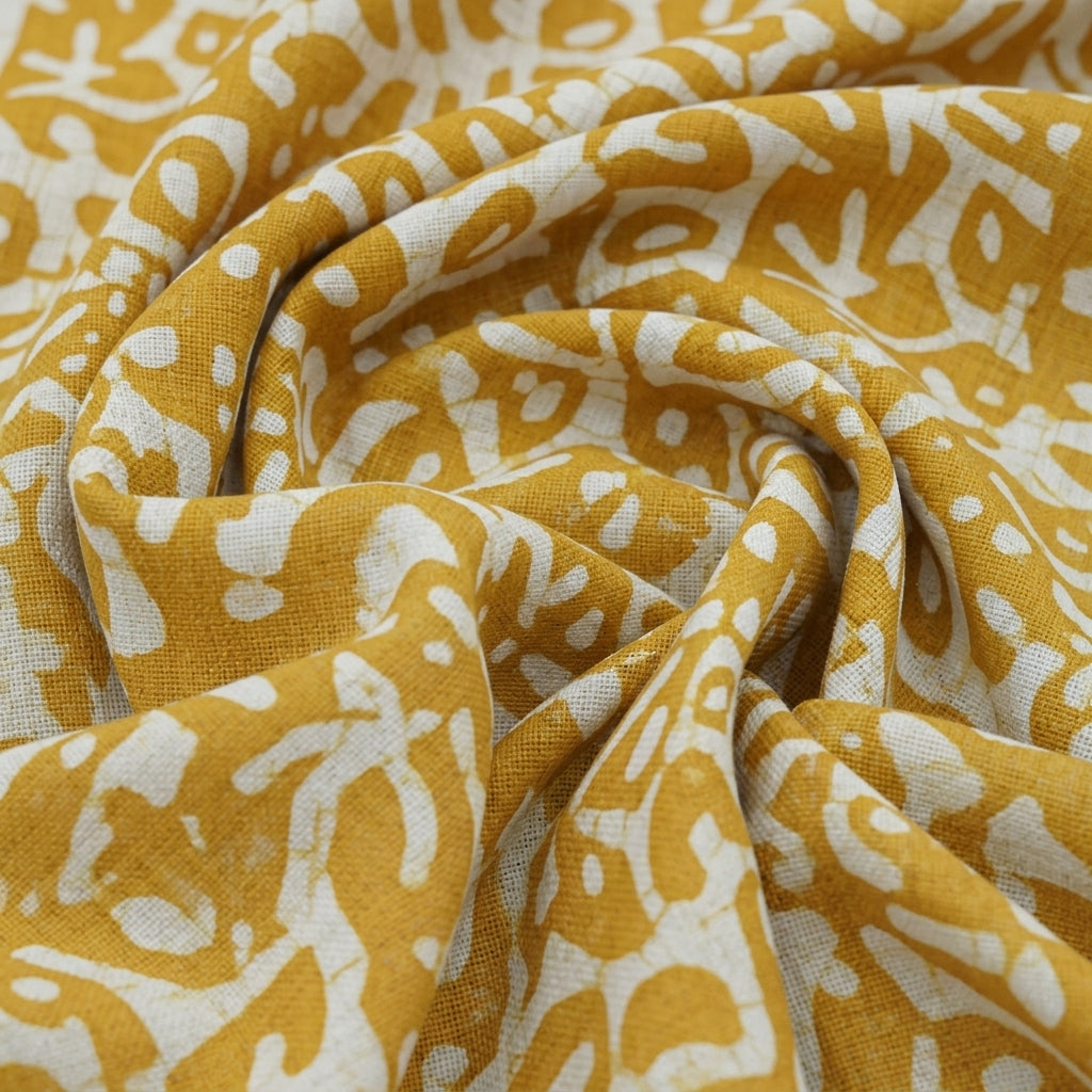 Swirled Batik Yellow Batik Cotton Fabric