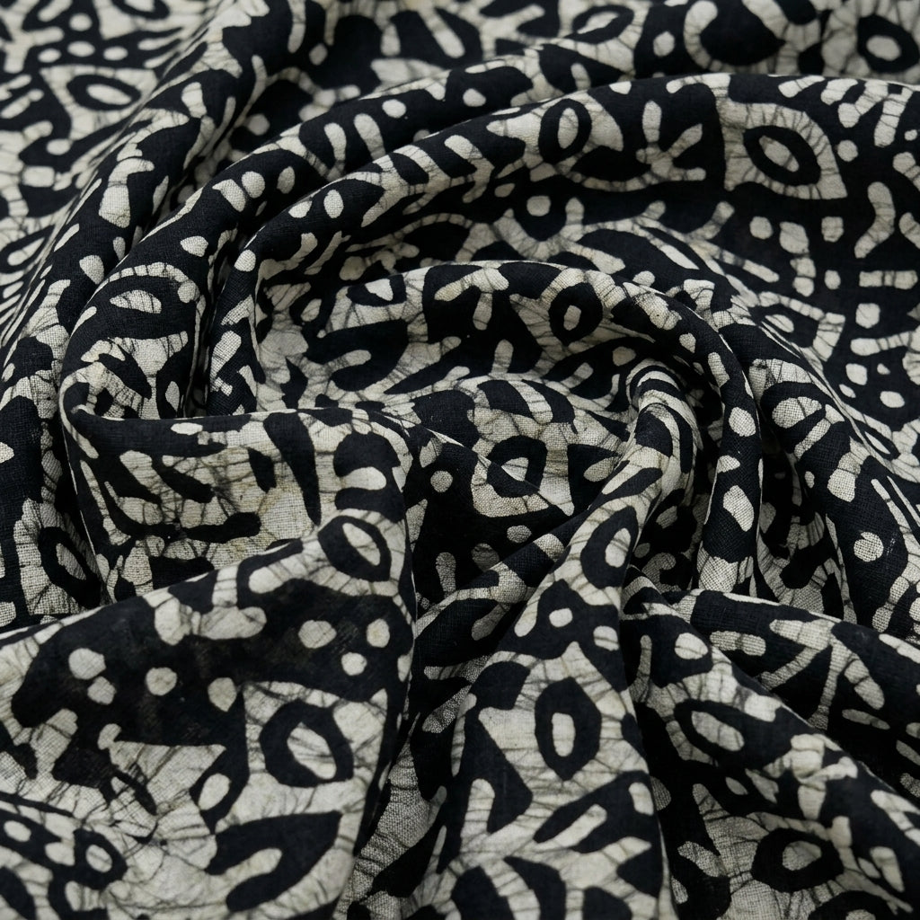 Swirled Batik Black Batik Cotton Fabric
