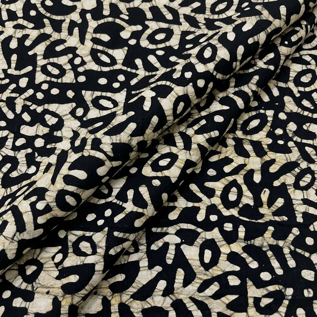 Folded Batik Black Batik Cotton Fabric
