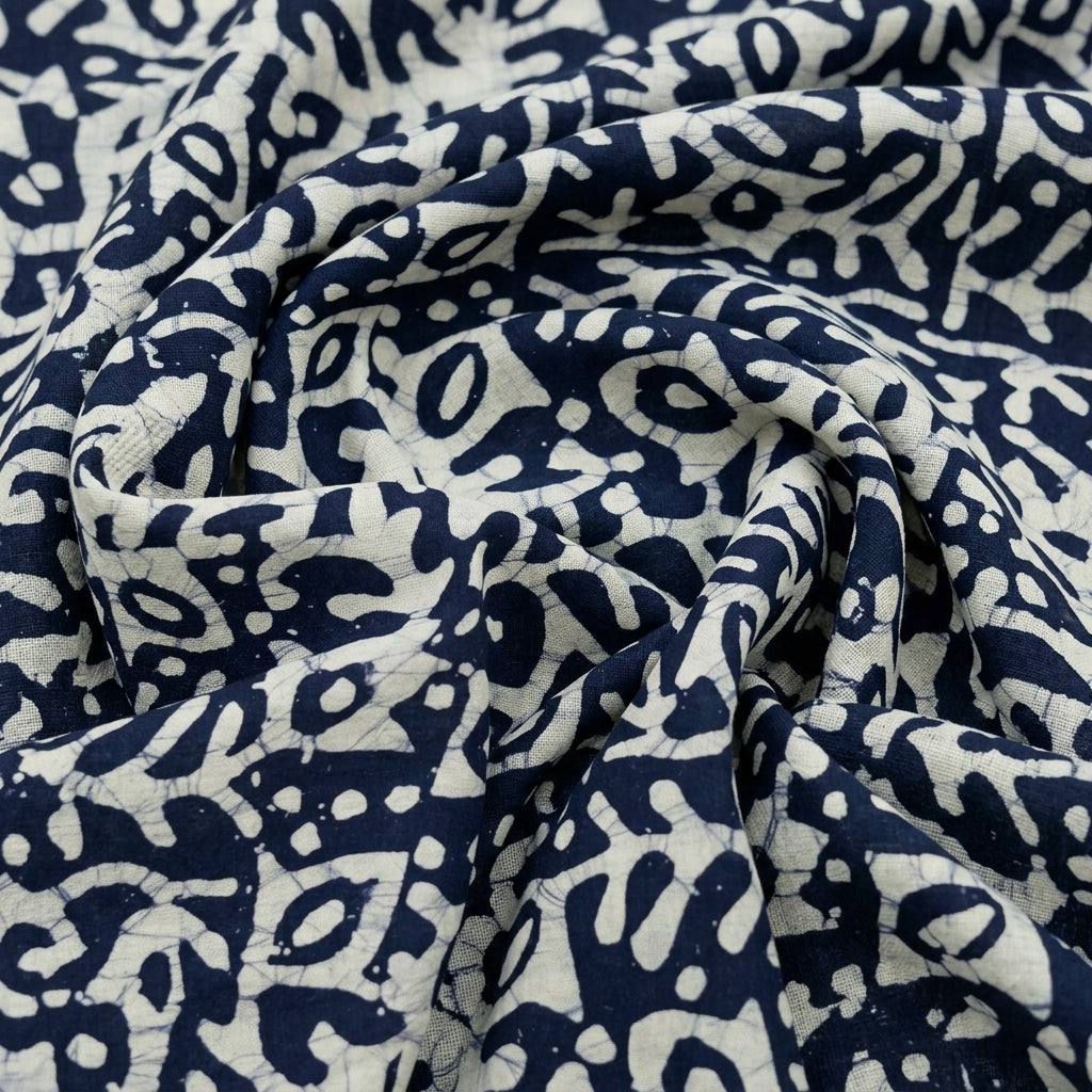 Swirled Batik Indigo Batik Cotton Fabric