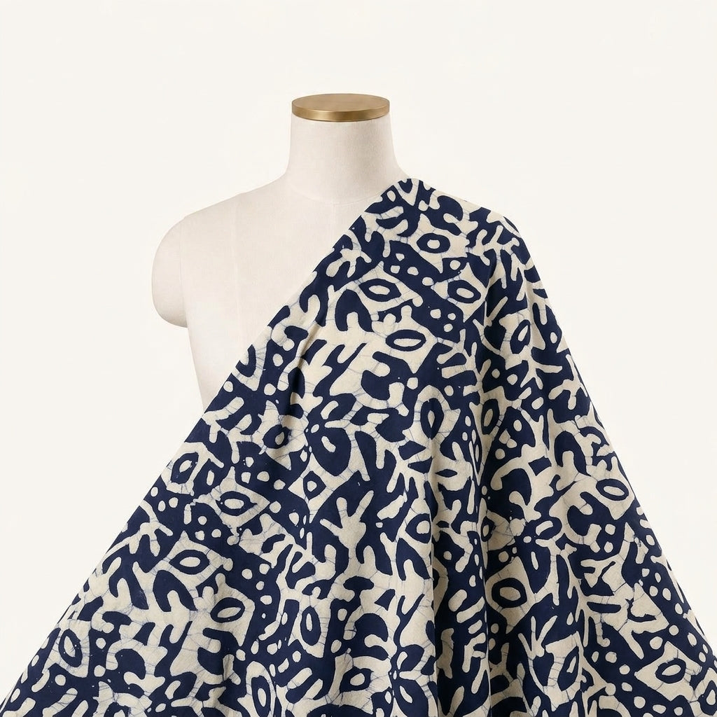 Batik Indigo Batik Cotton Fabric Draped as a saree