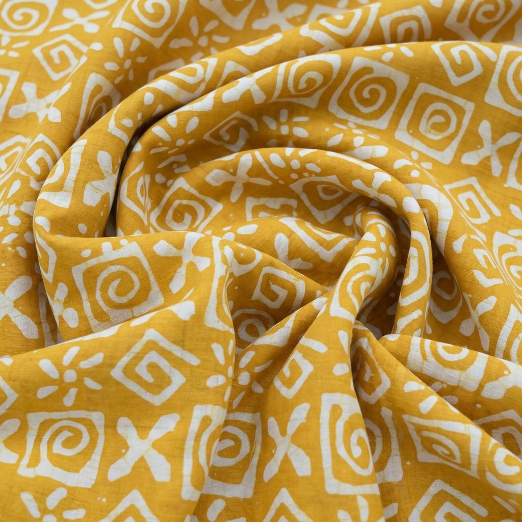Swirled Batik Yellow Batik Cotton Fabric