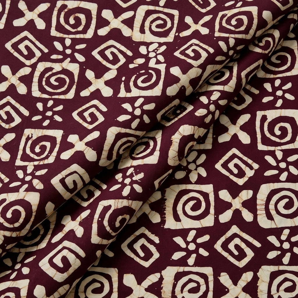 Folded Batik Wine Batik Cotton Fabric