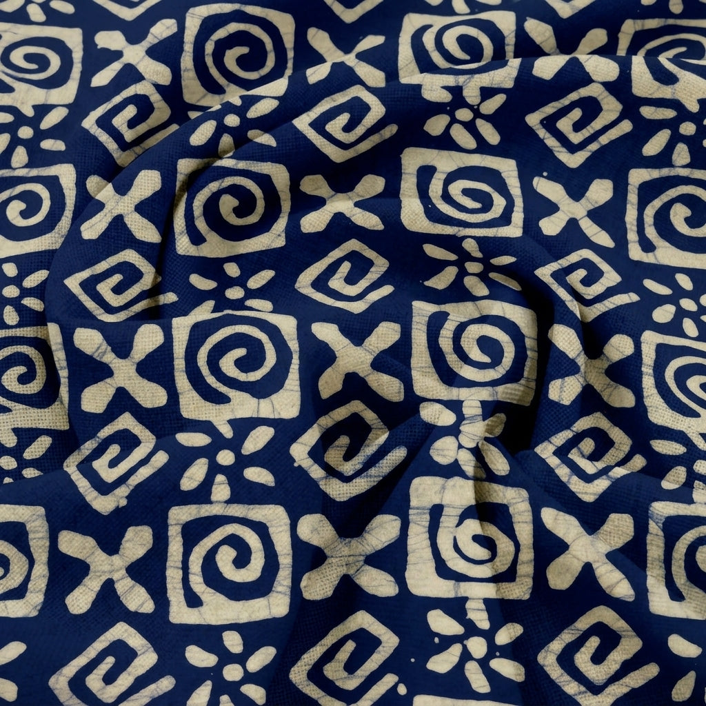 Indigo Ajrakh Cotton Fabric - EC16301