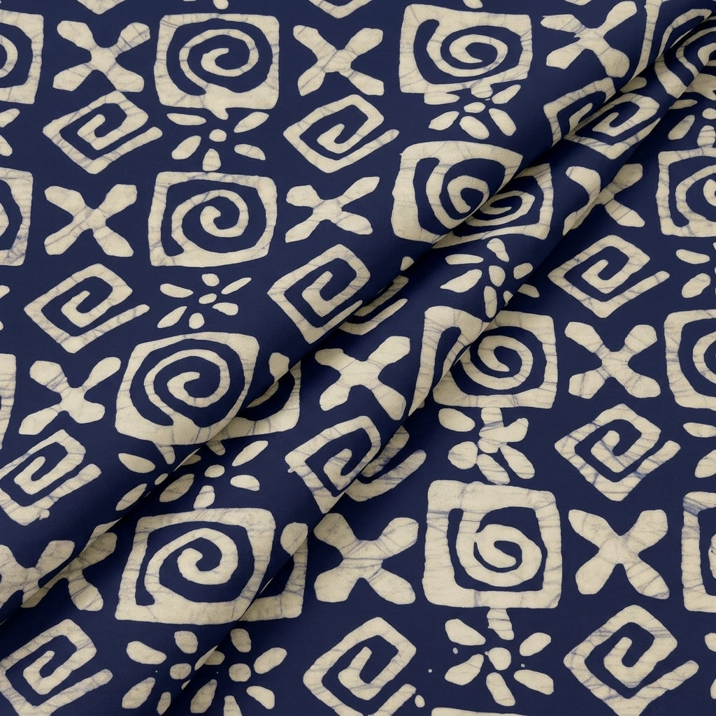 Indigo Ajrakh Cotton Fabric - EC16301