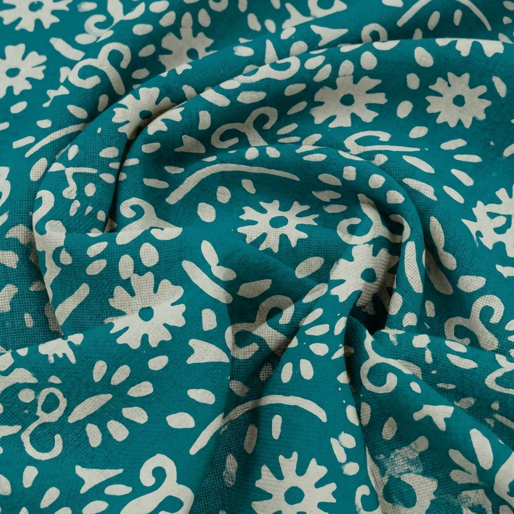 Swirled Batik Sea Green Batik Cotton Fabric