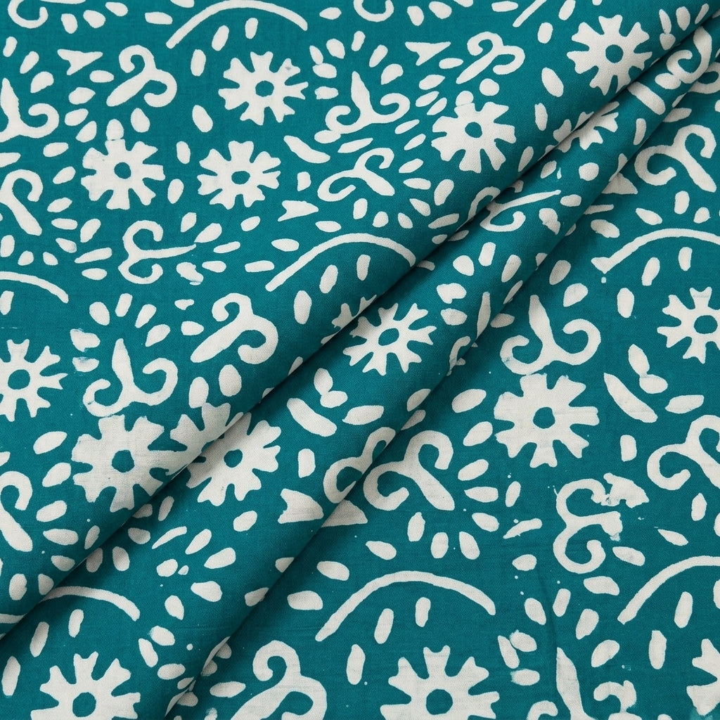 Folded Batik Sea Green Batik Cotton Fabric