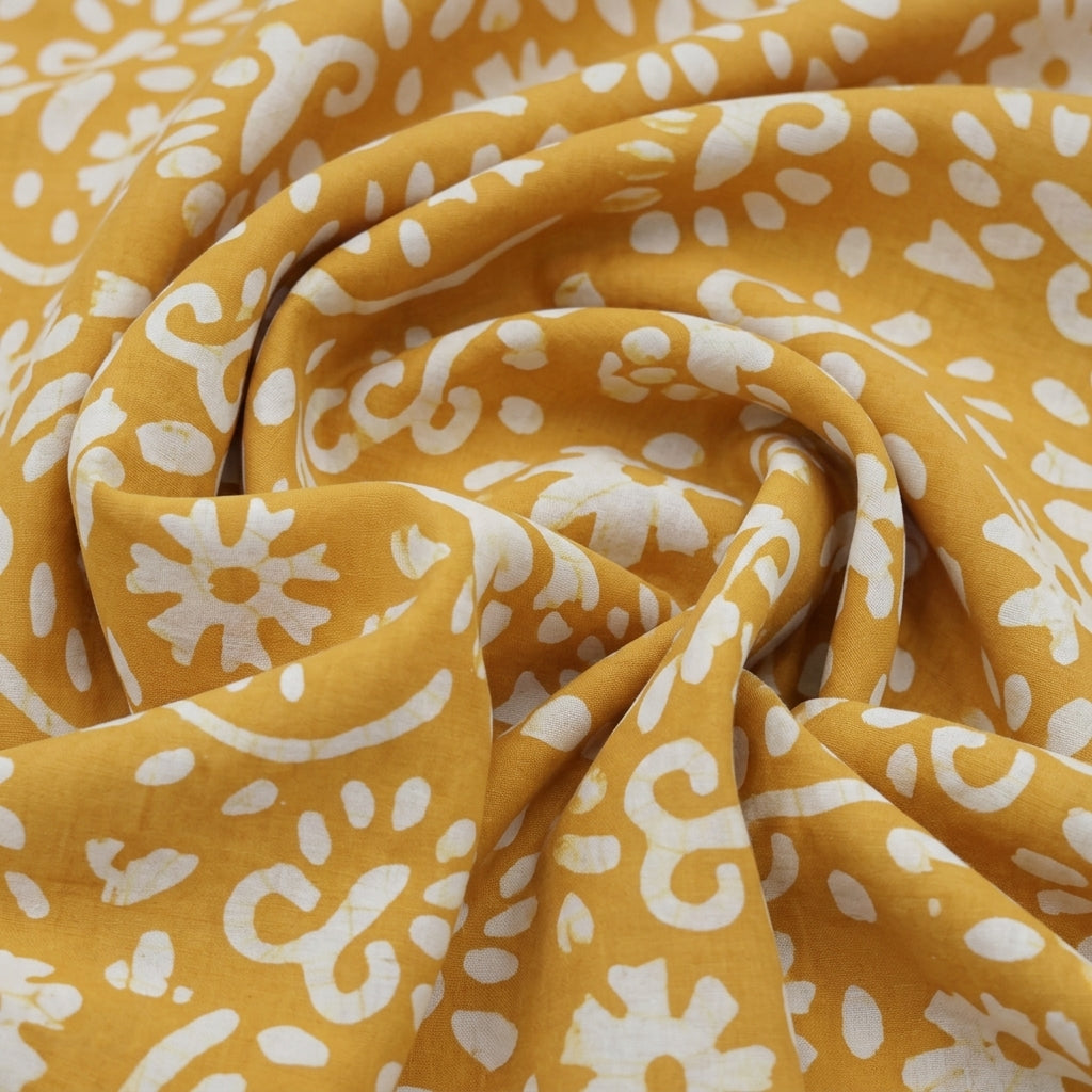 Swirled Batik Yellow Batik Cotton Fabric