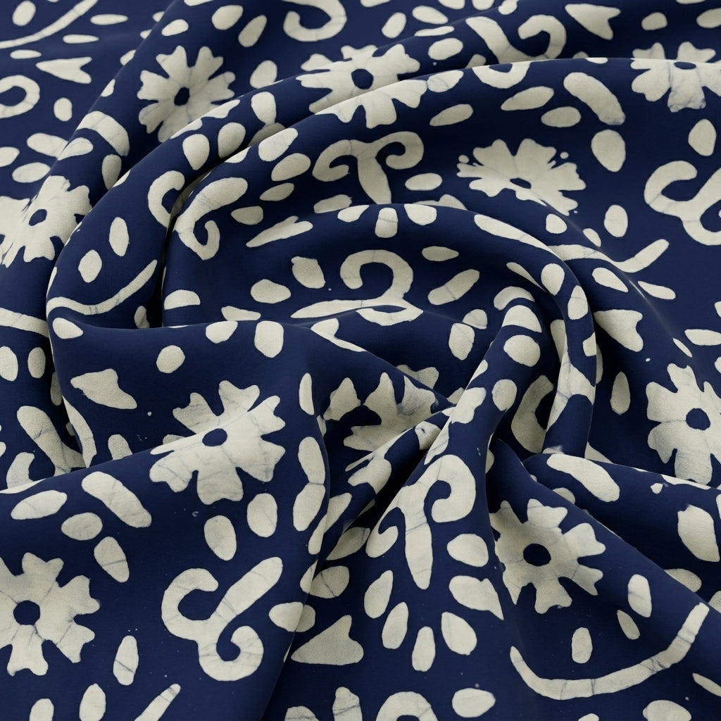 Swirled Batik Indigo Batik Cotton Fabric