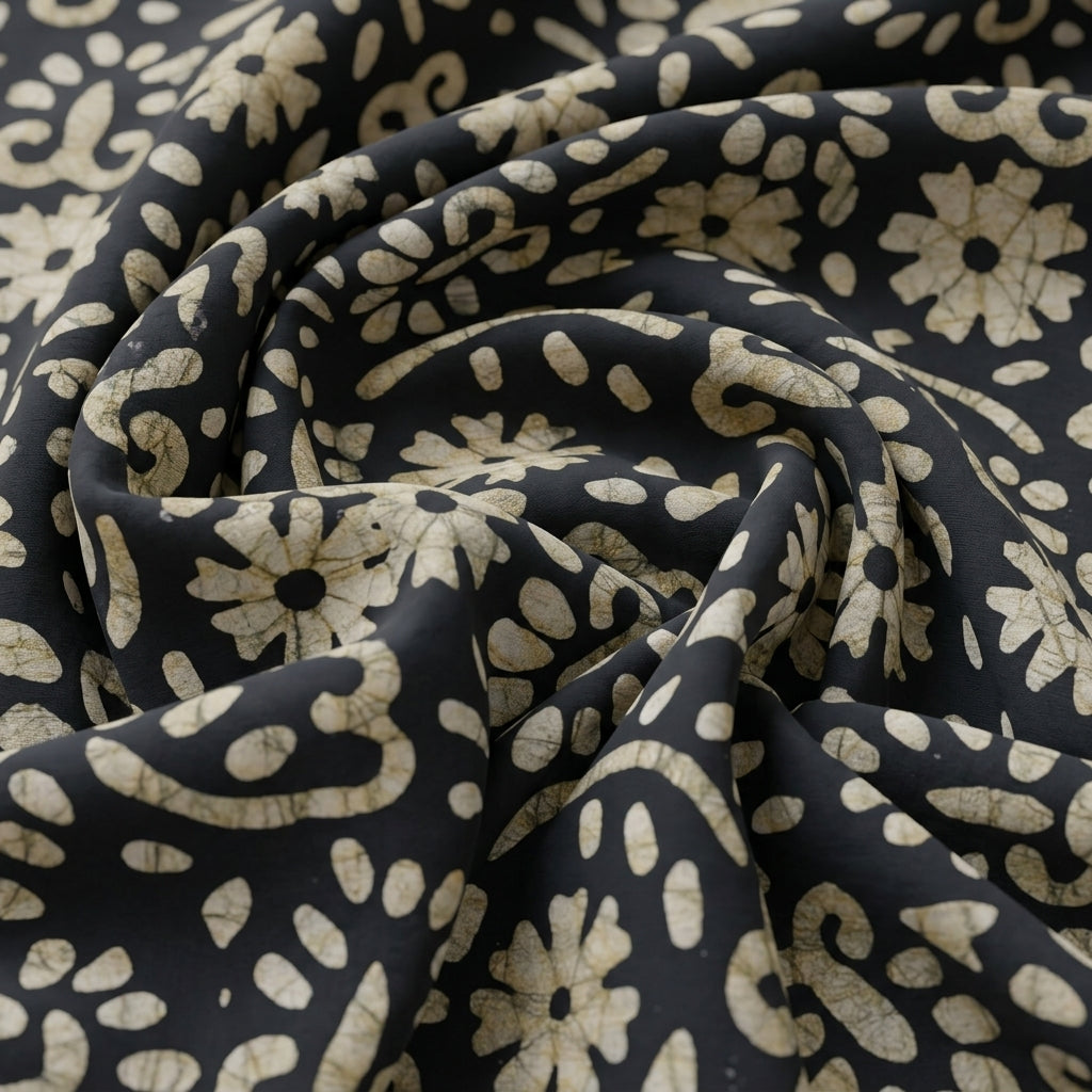 Swirled Batik Black Batik Cotton Fabric