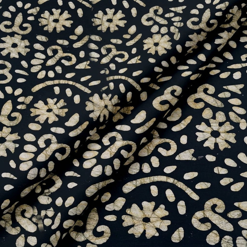Folded Batik Black Batik Cotton Fabric