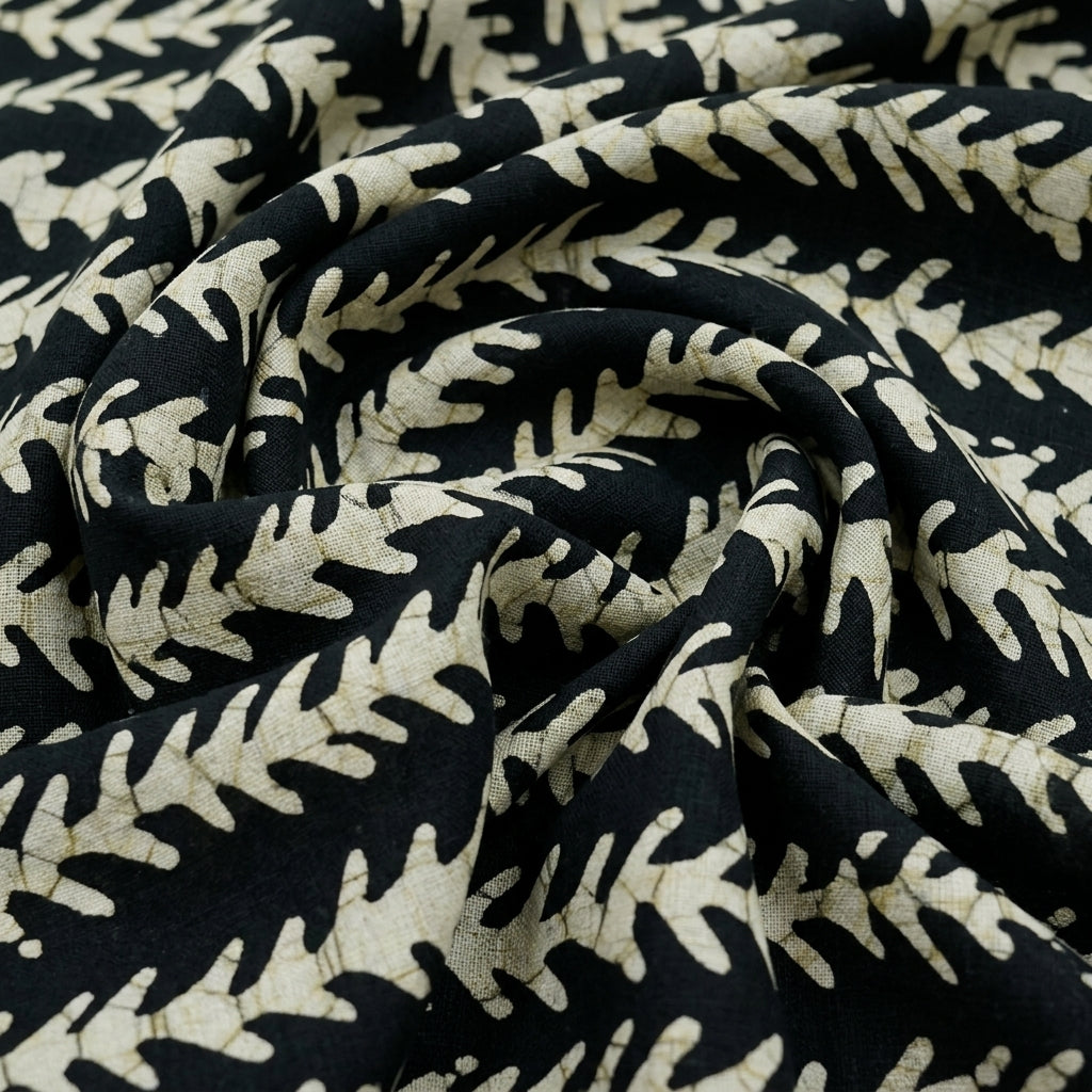 Swirled Batik Black Batik Cotton Fabric