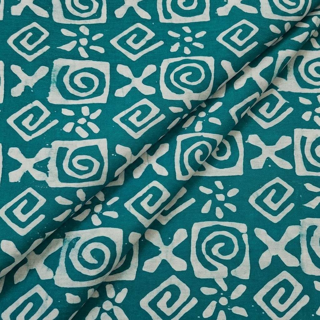 Folded Batik Sea Green Batik Cotton Fabric