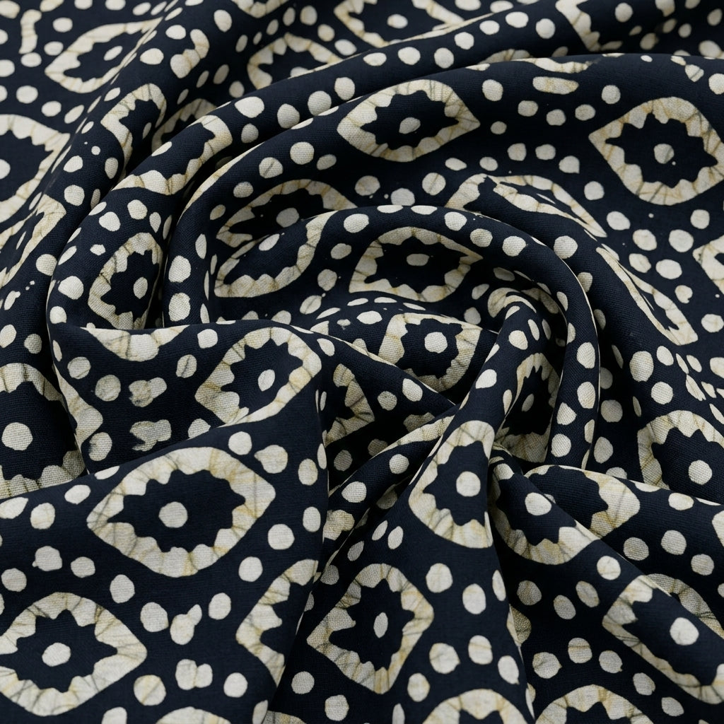 Swirled Batik Black Batik Cotton Fabric