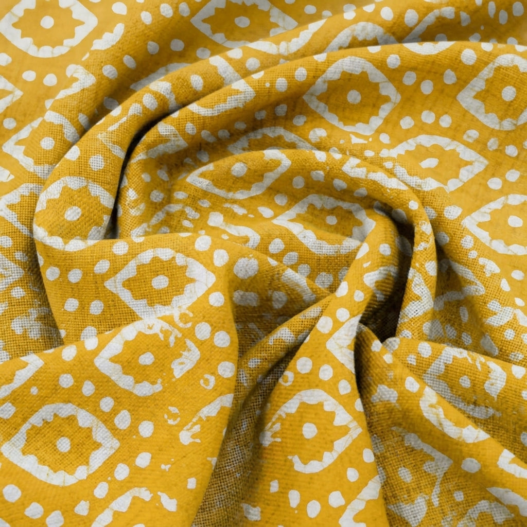 Swirled Batik Yellow Batik Cotton Fabric