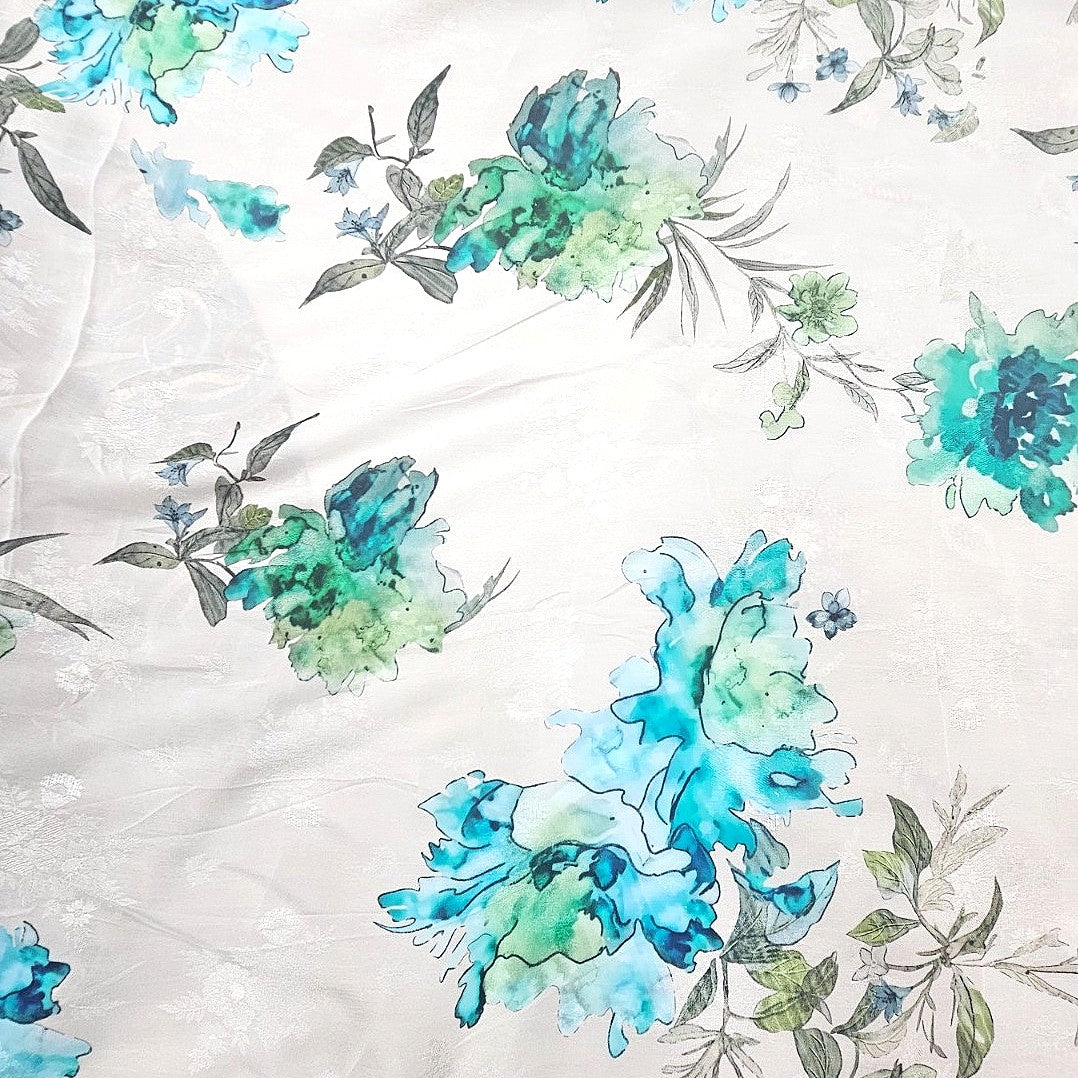 Cream Floral Crepe Fabric - EC16349
