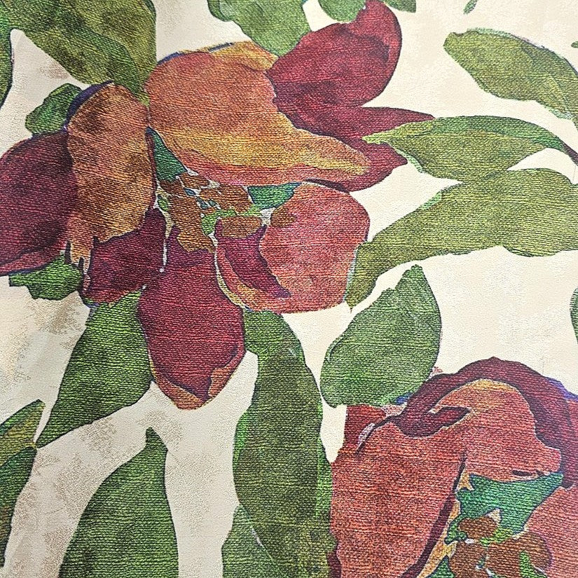 Cream Floral Crepe Fabric - EC16357 - EC16357 - Flat fabric