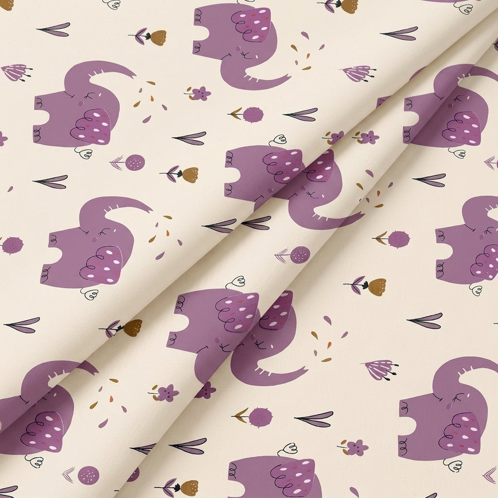Elephant Print Cotton Fabric