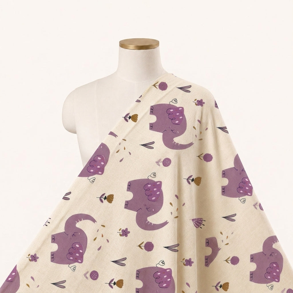 Elephant Print Cotton Fabric