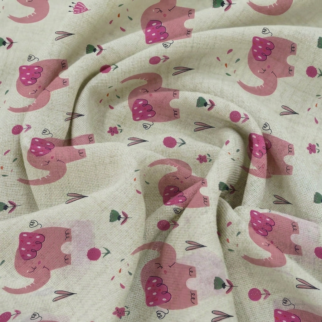 Elephant Print Cotton Fabric