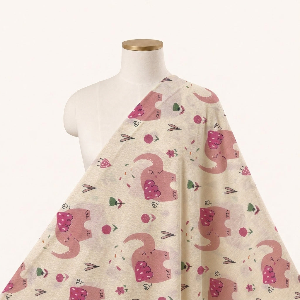 Elephant Print Cotton Fabric