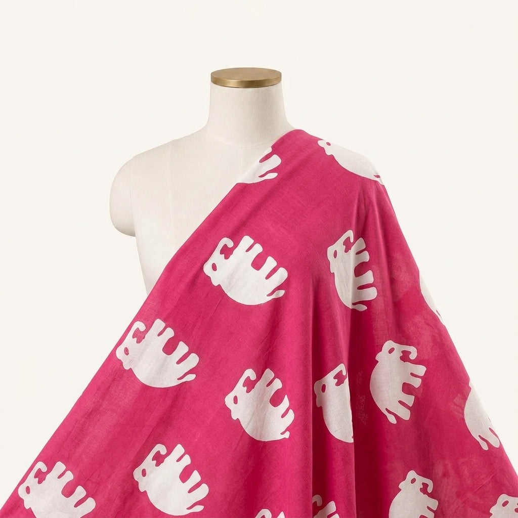 Animal Print Pink Animal Print Cotton Fabric Draped as a saree