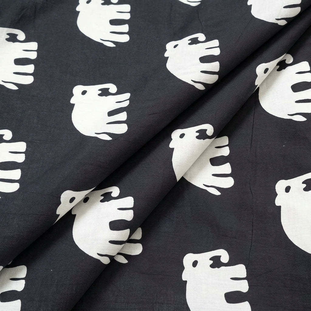 Folded Animal Print Black Animal Print Cotton Fabric