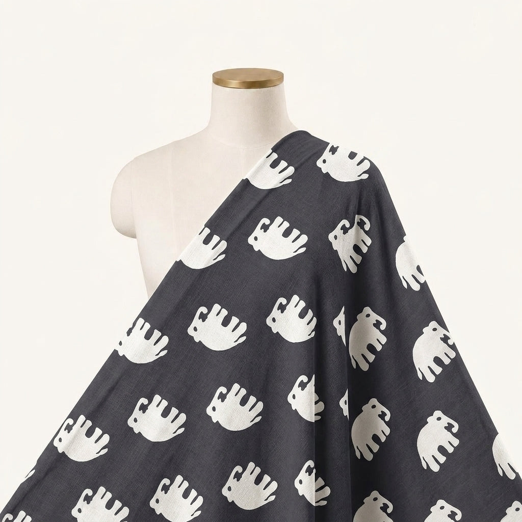 Animal Print Black Animal Print Cotton Fabric Draped as a saree