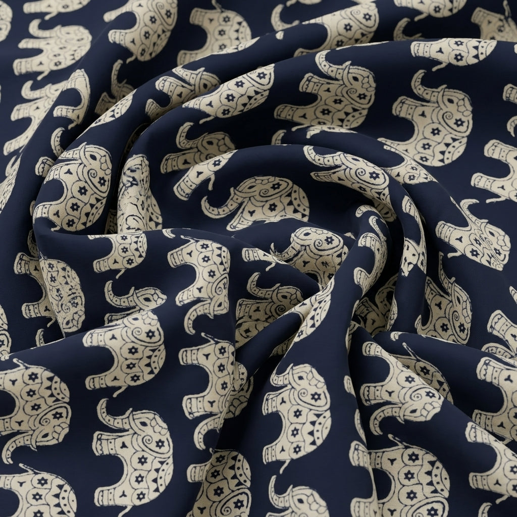 Swirled Animal Print Black Animal Print Cotton Fabric