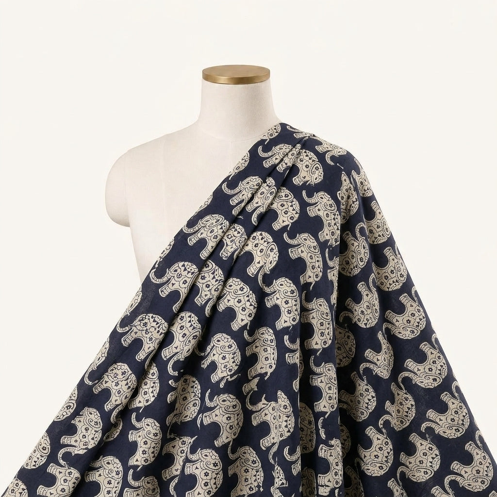 Animal Print Black Animal Print Cotton Fabric Draped as a saree