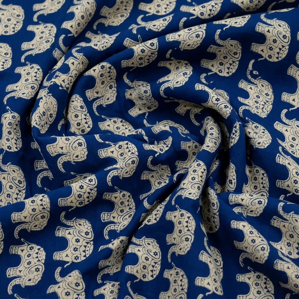 Swirled Animal Print Royal Blue Animal Print Cotton Fabric