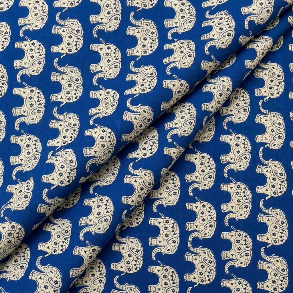 Folded Animal Print Royal Blue Animal Print Cotton Fabric