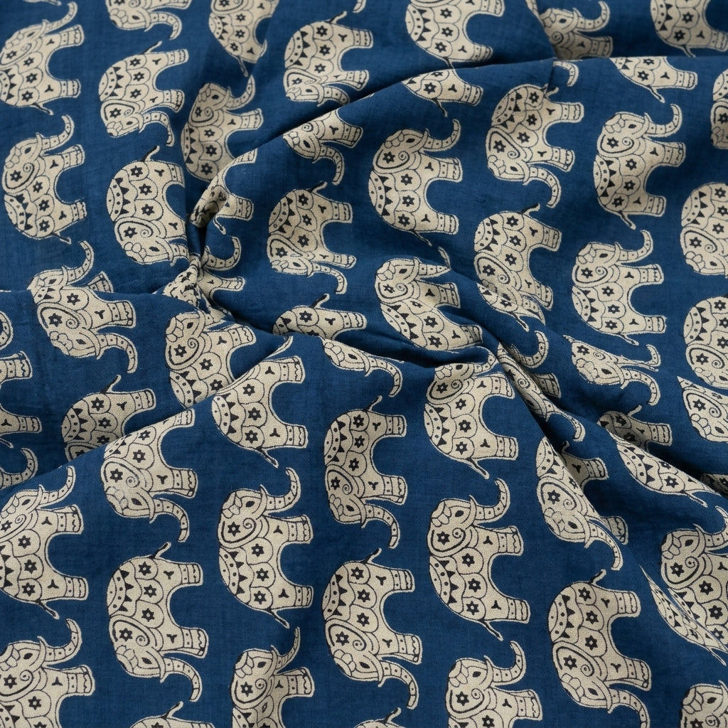 Swirled Animal Print Blue Animal Print Cotton Fabric
