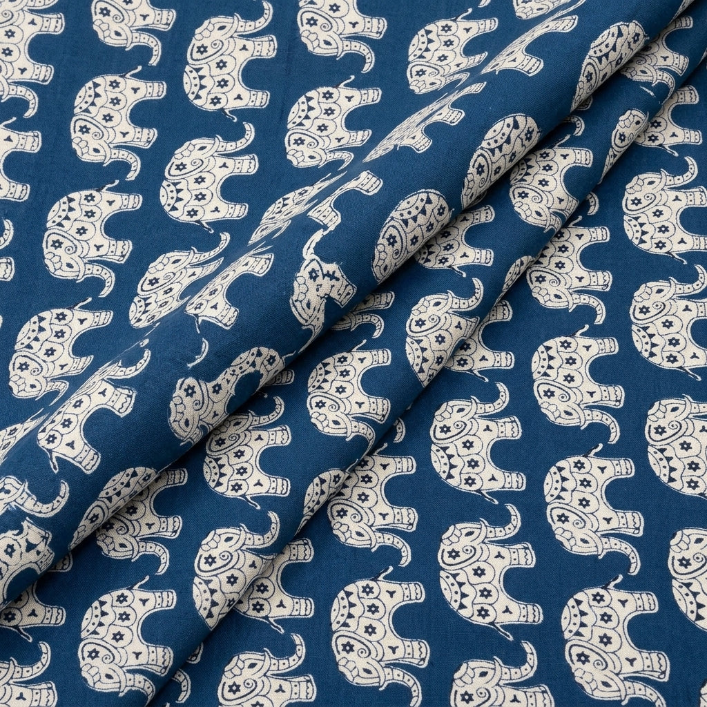 Folded Animal Print Blue Animal Print Cotton Fabric