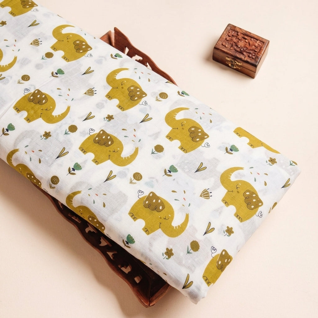 Elephant Print Cotton Fabric