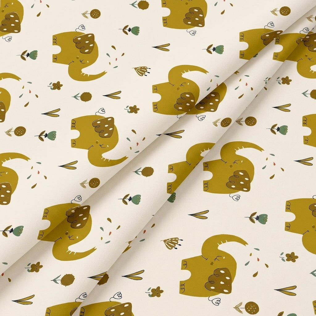 Elephant Print Cotton Fabric