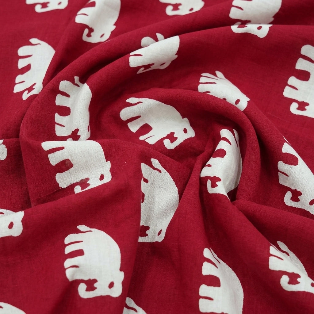 Swirled Animal Print Red Animal Print Cotton Fabric