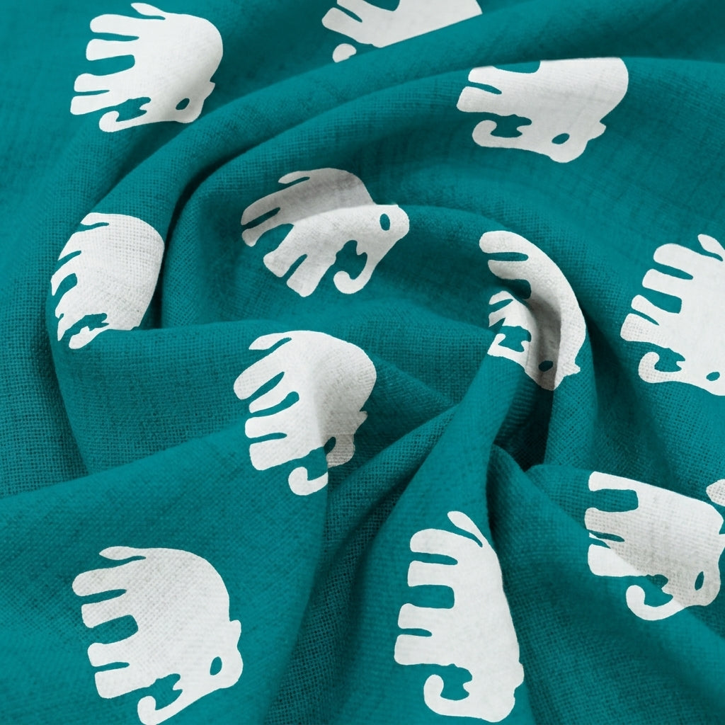 Swirled Animal Print Sea Blue Animal Print Cotton Fabric