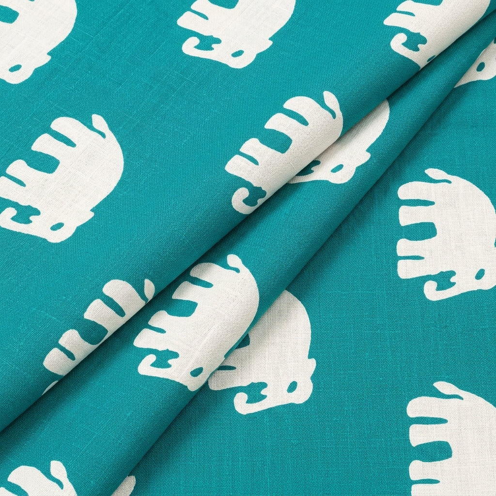 Folded Animal Print Sea Blue Animal Print Cotton Fabric