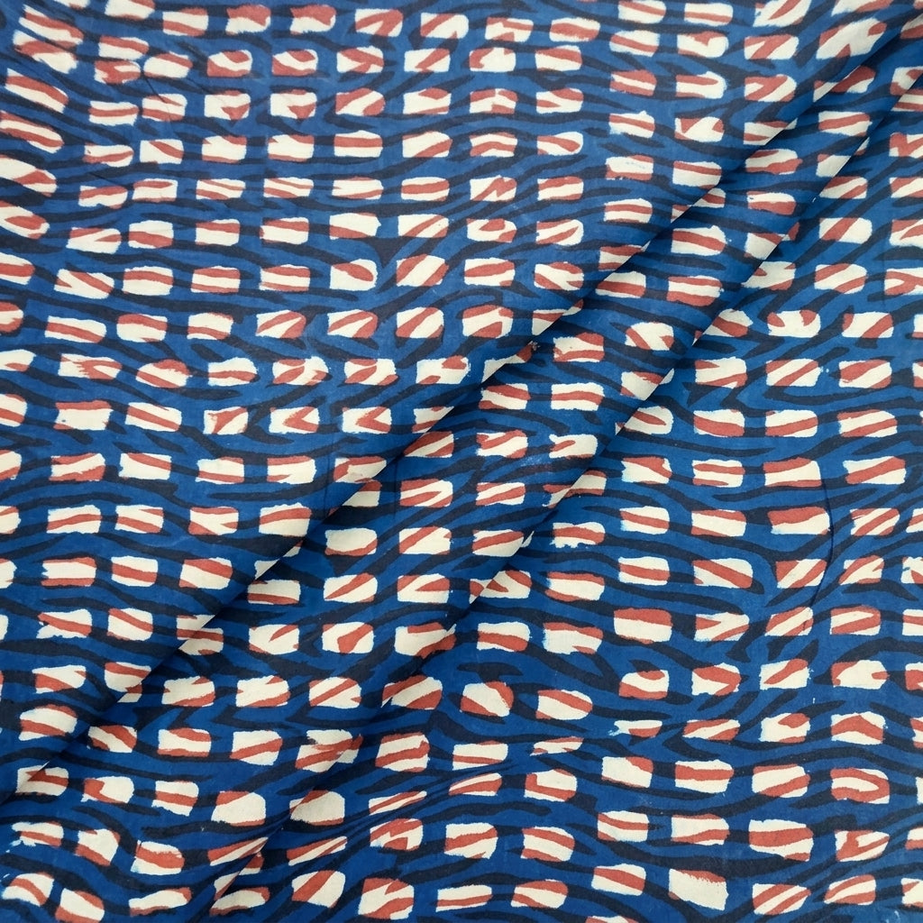 Folded Ajrakh Brown Ajrakh Cotton Fabric