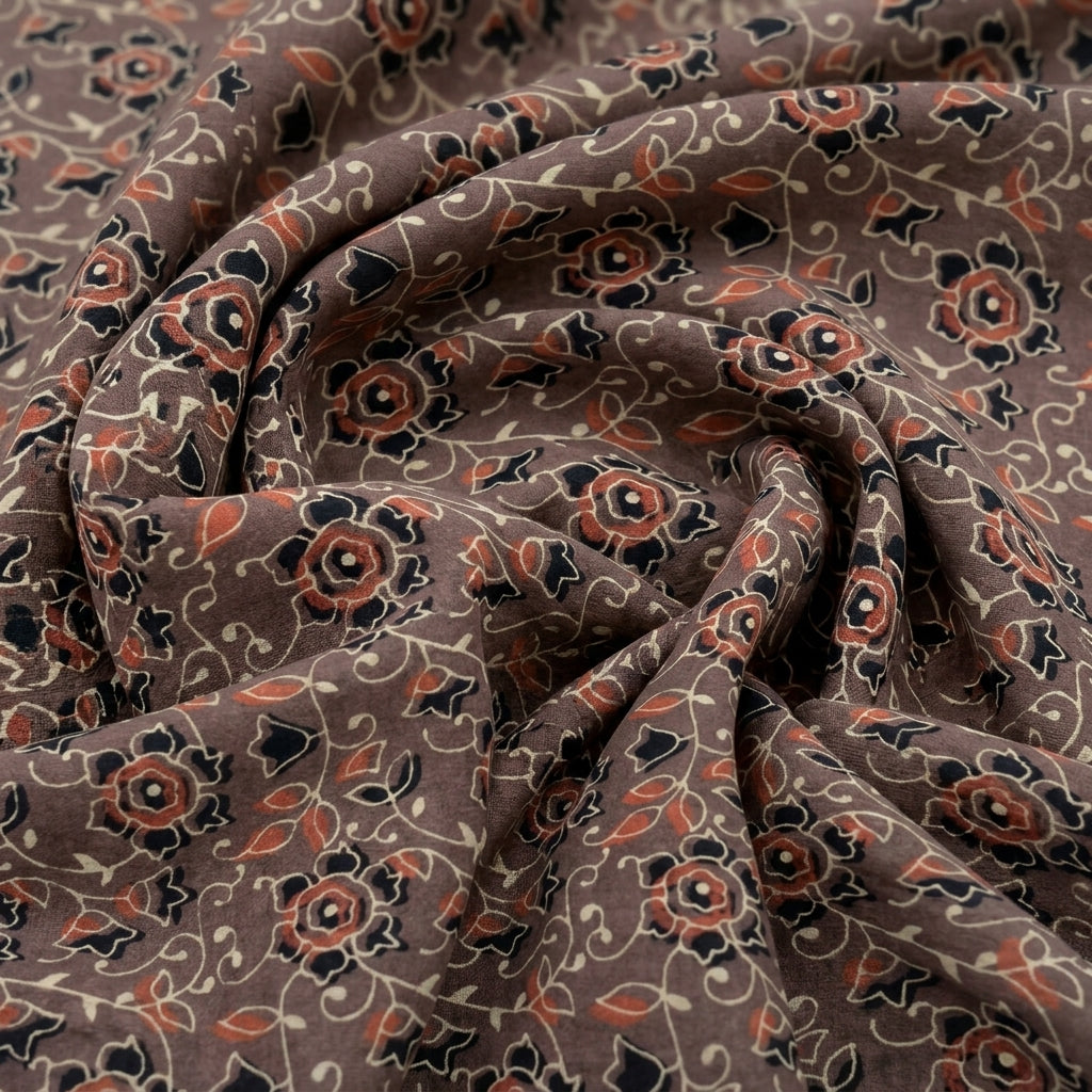 Ajrakh Cotton Fabric - EC16442 - Swirl