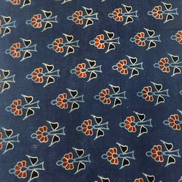 Ajrakh Cotton Fabric - EC16443 - Flat fabric