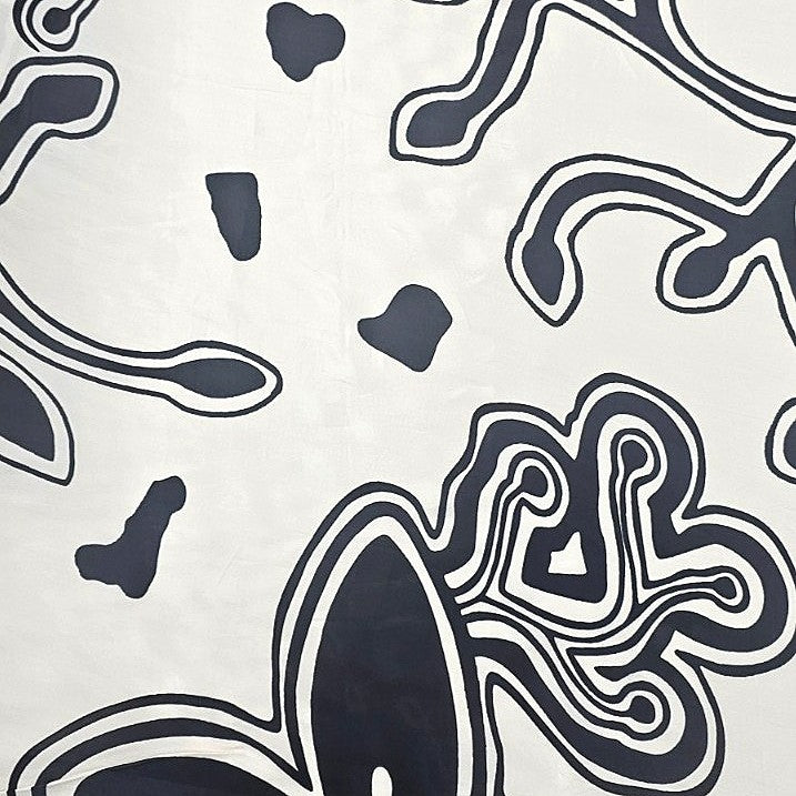 Off White Floral Crepe Fabric - EC16449 - EC16449 - Flat fabric