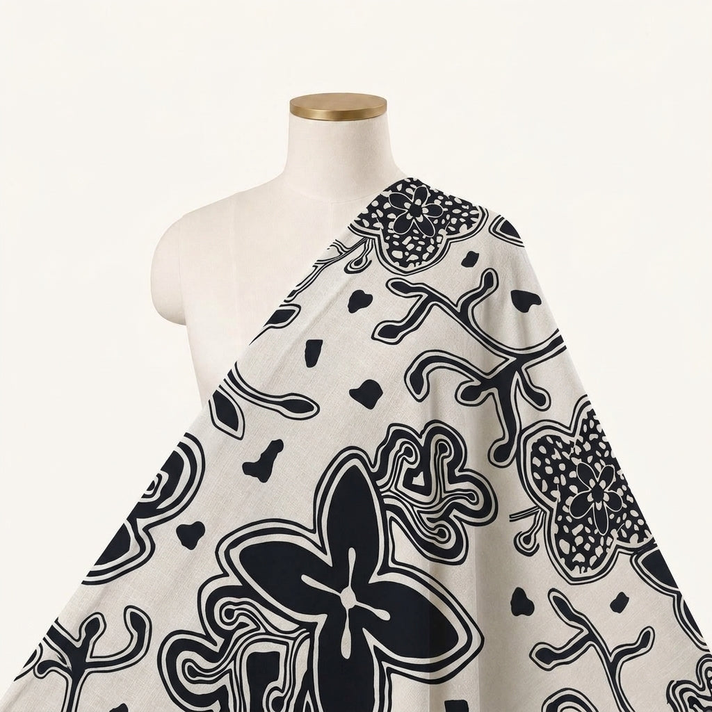 Floral Off White Floral Crepe Fabric Draped as a saree