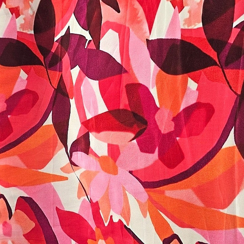 Pink Floral Crepe Fabric - EC16450 - EC16450 - Flat fabric